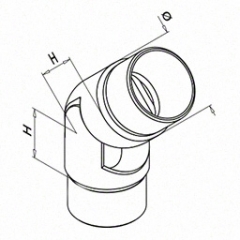 Ø42.4x2.0 mm 扶手管可调节连接，304材质 砂光