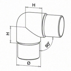 Ø42.4x2.0 mm 扶手管可调节连接，304材质 砂光