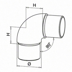 Ø42.4x2.0 mm 扶手管可调节连接，304材质 砂光
