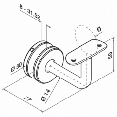 Ø42.4x2.0 mm 扶手管托架，304材质 砂光