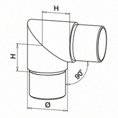 Ø42.4x2.0 mm 扶手管可调节连接，304材质 砂光