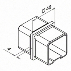 40X40X2.0mm 扶手管180°连接，304材质 砂光